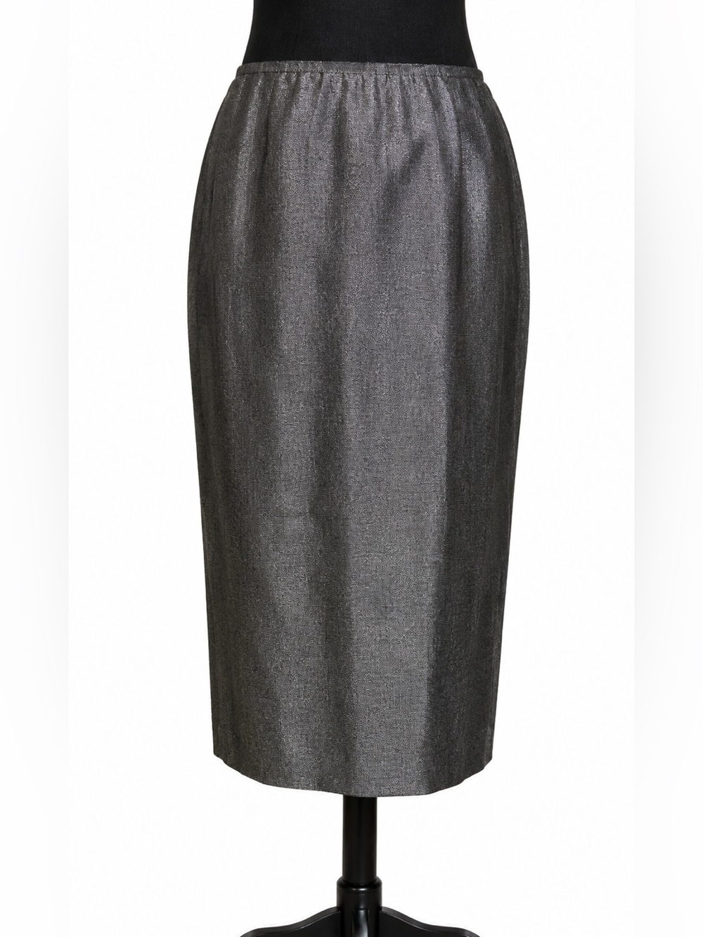 LAFAYETTE 148 NEW YORK BLACK/GRAY METALLIC KNEE LENGTH SKIRT